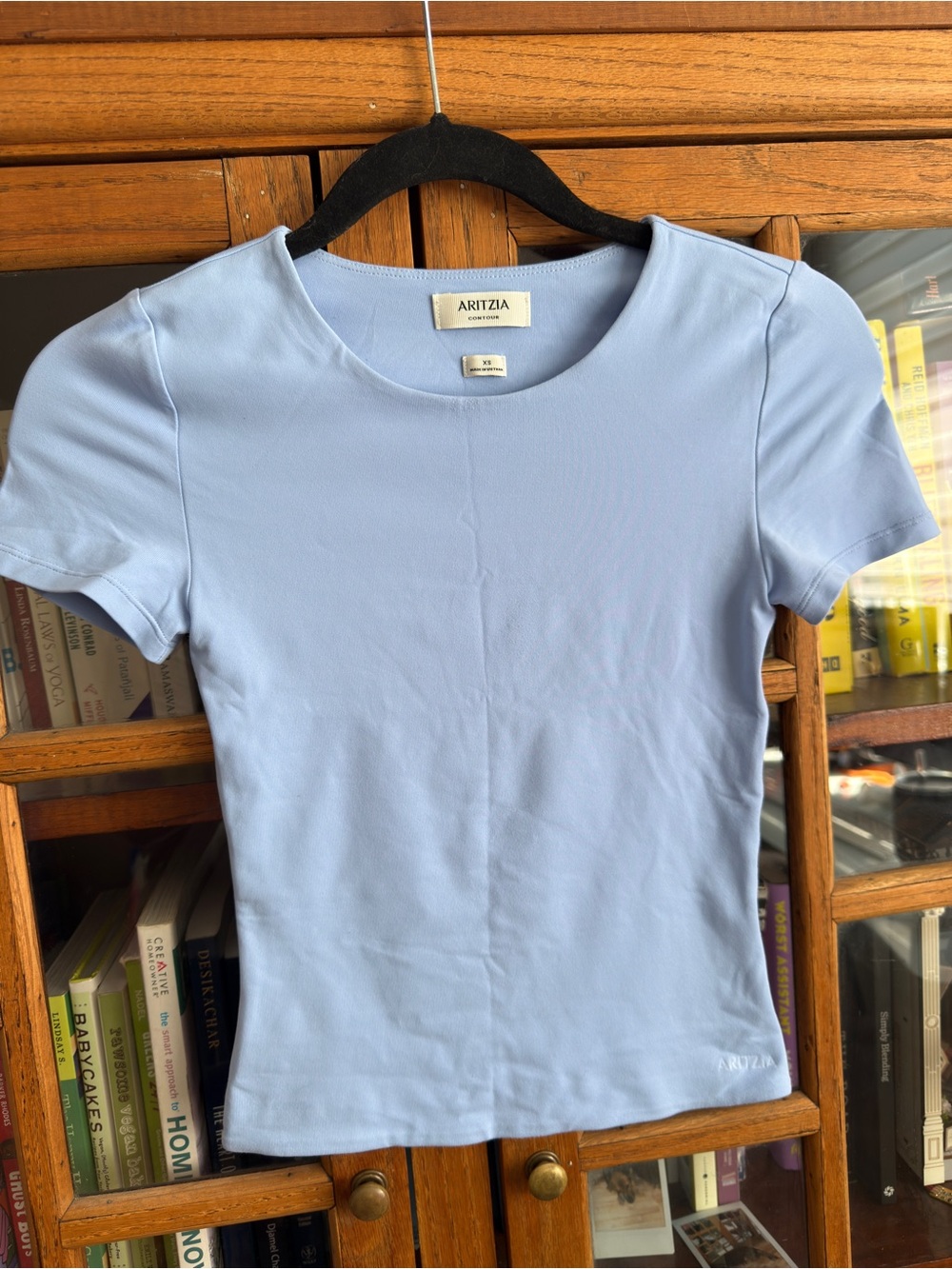 Aritzia Contour Fitted Tee in Ripple Blue XS